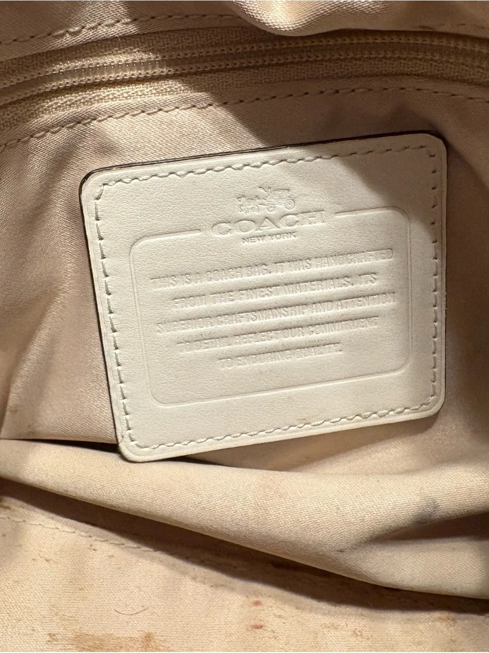 COACH Cream Leather Shoulder Tote with Gold Hardware
